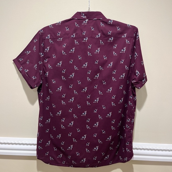 Mens Purple short sleeve button up shirt - Picture 2 of 3